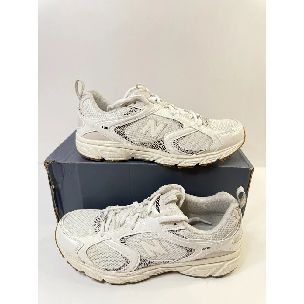New Balance Unisex-Adult 408 Sneaker, Sea Salt/Gum 020, Men 8.5 / Women 10